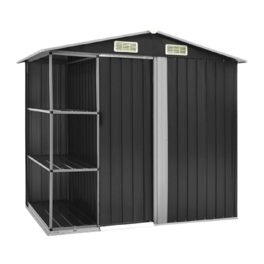 Metal storage shed for garden tools - galvanized steel - 145 x 78 x 185